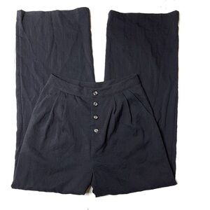 Le Lis Pin Striped Pleated Wide Leg Button Fly